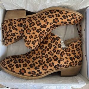 PiePieBuy Leopard Faux Suede Ankle Boots 7.5